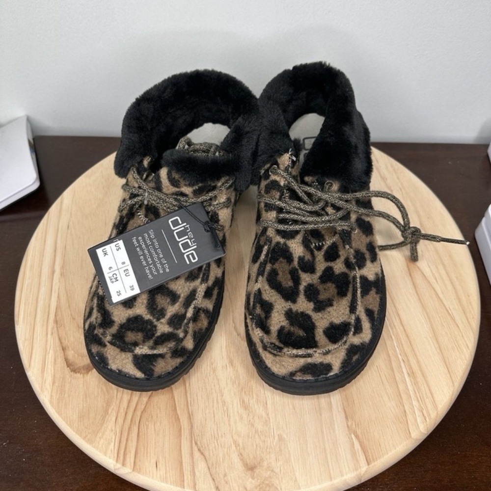 Hey Dude Women's Leopard Print Ankle Boots in Brown and Black